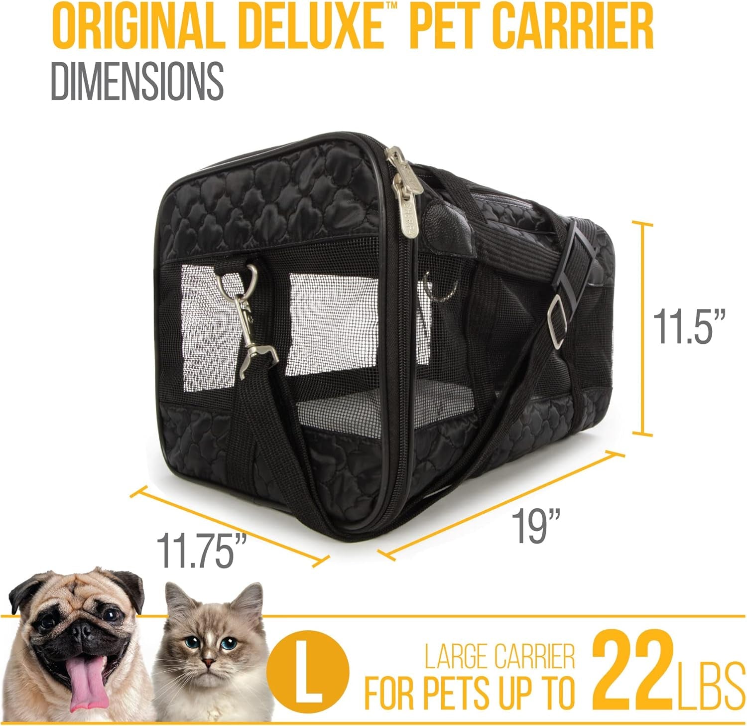 Original Deluxe Travel Pet Carrier, Airline Approved - Black Lattice, Large