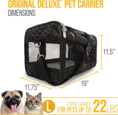 Original Deluxe Travel Pet Carrier, Airline Approved - Black Lattice, Large