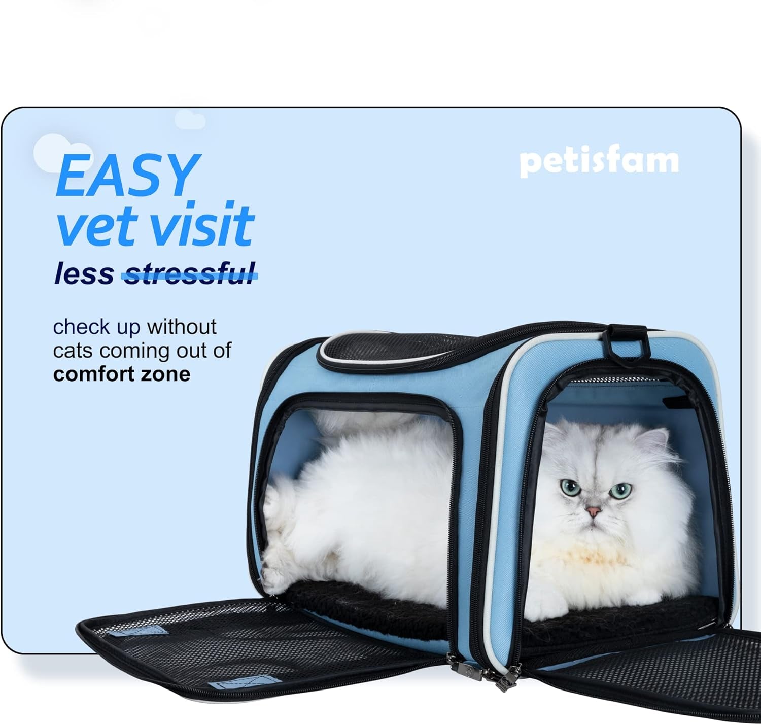 Pet Carrier Bag for Medium Cats and Puppy. TSA Airlined Approced. Easy Vet Visit, Airline Approved, Top Loading, Easy Storage