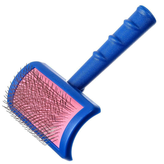 Tuffer than Tangles Slicker Brush for Dog Grooming with Long, Regular Pins, Medium Size, Perfect for Doodle Breeds, Angled Pins for Dematting, Remove Undercoat, Comfort Grip Handle