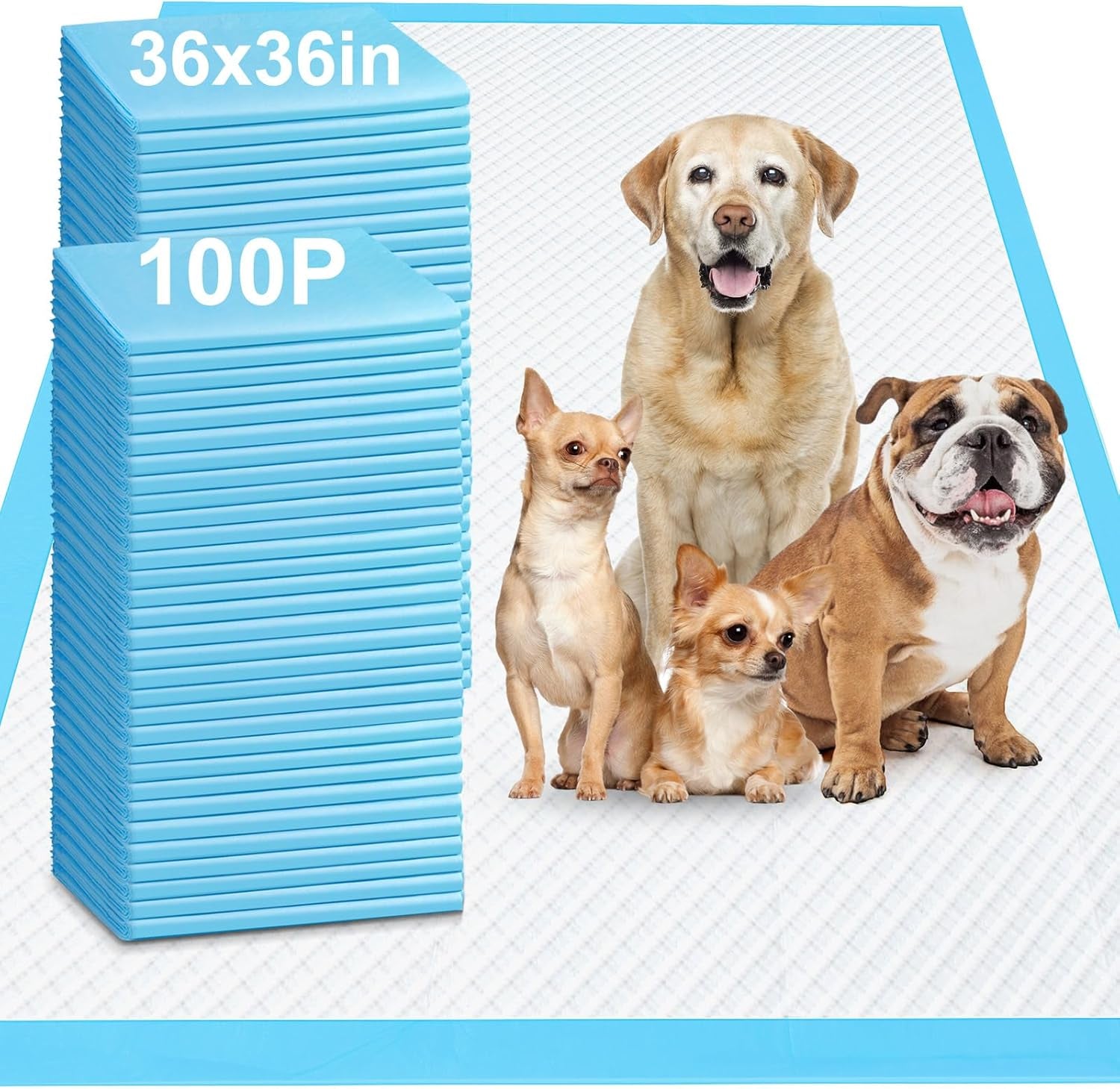 4XL 36"X36" Thicken Heavy Absorbent Dog Pads 100 Pack - Jumbo Disposable Wee Wee Pads Quick Dry Leakproof Pee Pads for Dogs, Cats, Rabbits Pets