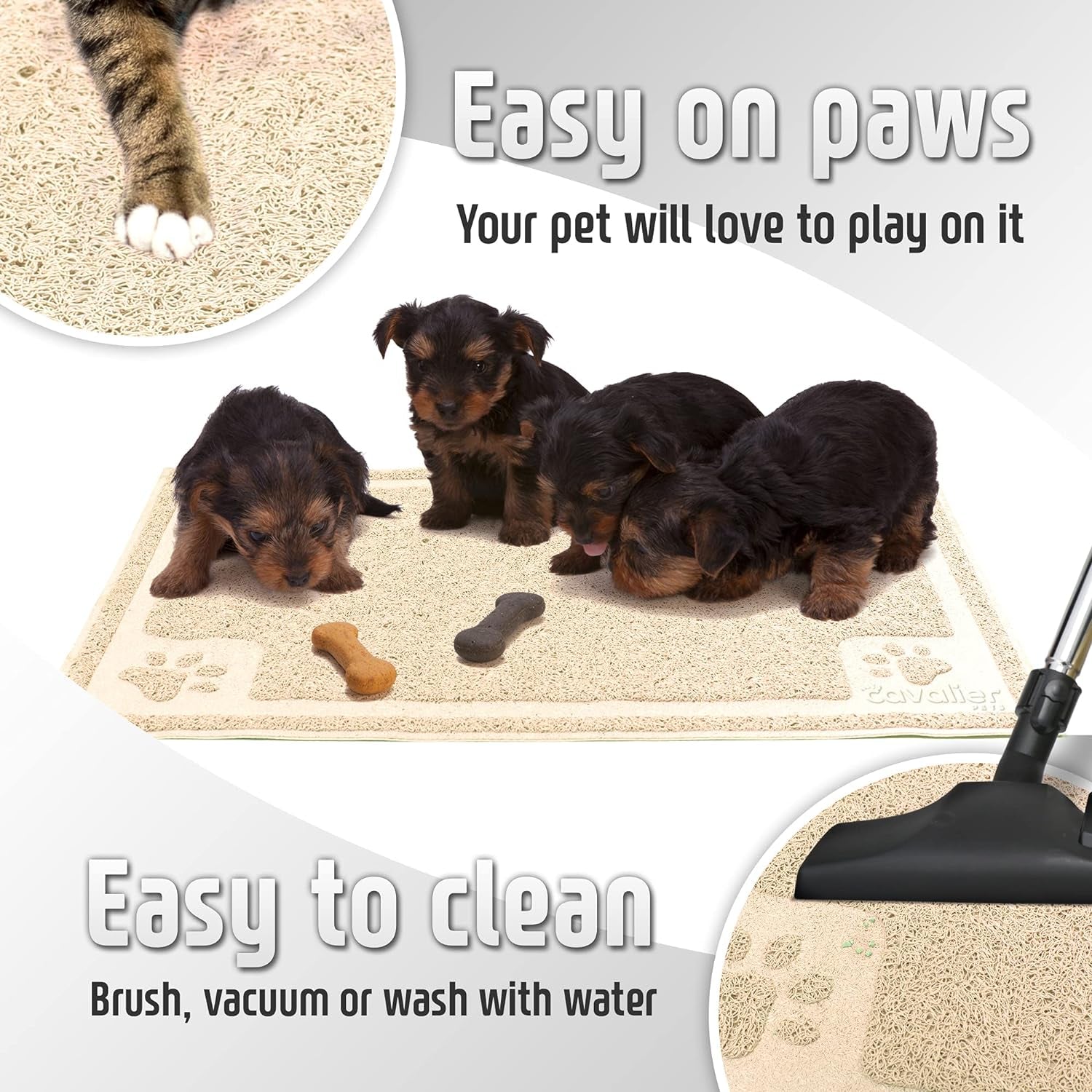 Dog Bowl Mat for Cat and Dog Bowls, Silicone Non-Slip Absorbent Waterproof Dog Food Mat, Easy to Clean, Unique Paw Design