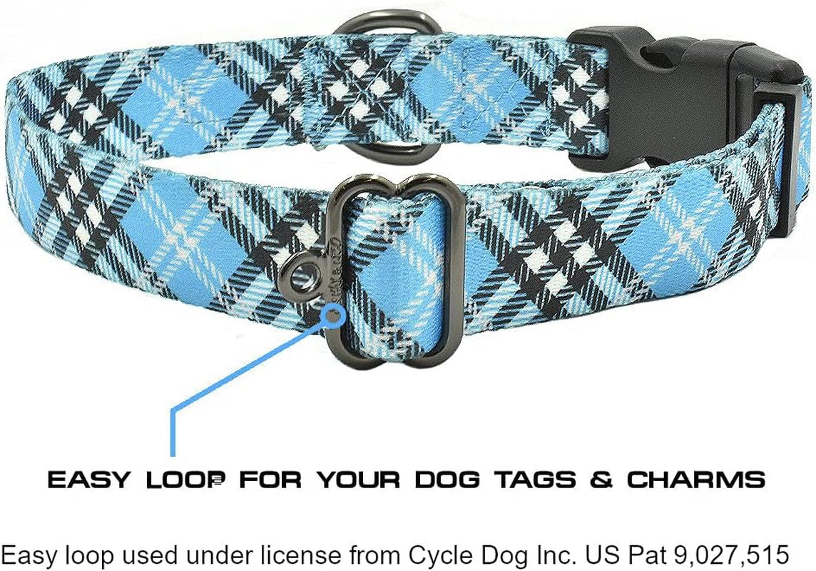 Plaid Pattern NEO Dog Collar - We Donate a Collar to a Dog Rescue for Every Collar Sold (Blue, Large)