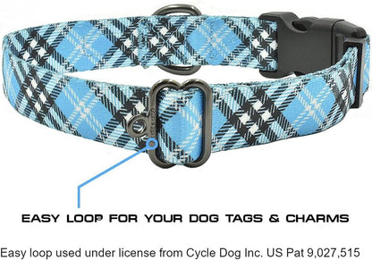 Plaid Pattern NEO Dog Collar - We Donate a Collar to a Dog Rescue for Every Collar Sold (Blue, Large)