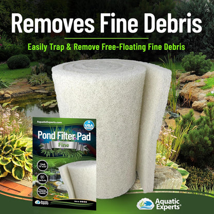 Classic Koi Pond Filter Pad FINE - White Bulk Roll Pond Filter Media, Ultra-Durable Pond Filters for Outdoor Ponds, Reusable Fish Pond Filter Material, USA,  (3/4" - 1" X 12" X 72")