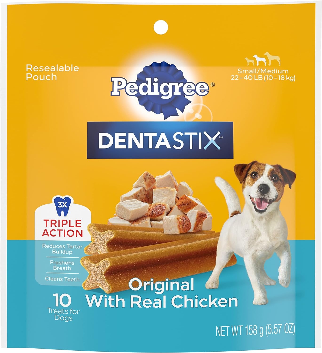 DENTASTIX Small/Medium Dog Dental Treats Original Flavor Dental Bones, 5.57 Oz. Pack, Pack of 7 (70 Total Treats)