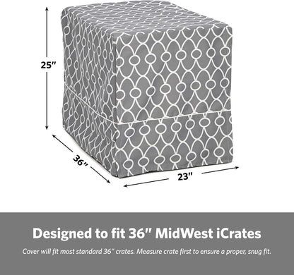 Dog Crate Cover, Privacy Dog Crate Cover Fits Midwest Dog Crates, Crate Cover Only; Machine Wash & Dry; Gray Geo Print; 36 Inch