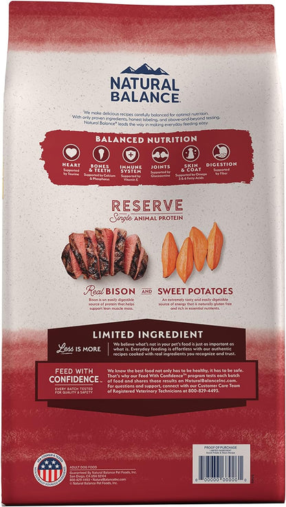 Limited Ingredient Adult Grain-Free Dry Dog Food, Reserve Sweet Potato & Bison Recipe, 12 Pound (Pack of 1)