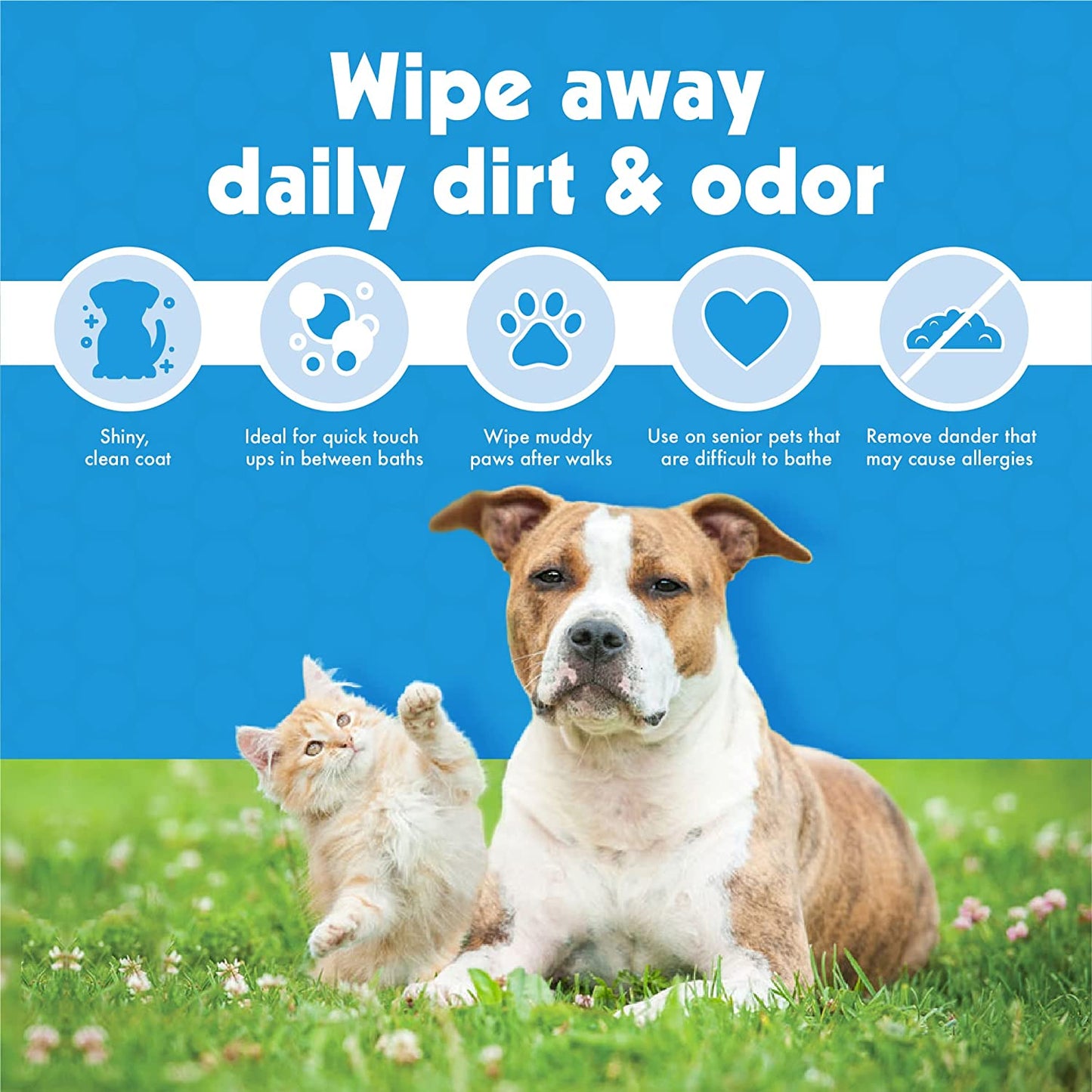 Pet Wipes for Dogs and Cats, 400 Wipes - Large Pet Wipes for Dogs and Cats - Cleans Ears, Face, Butt, Body and Eye Area - Convenient, Ideal for Home or Travel - 4 Packs of 100 Wipes