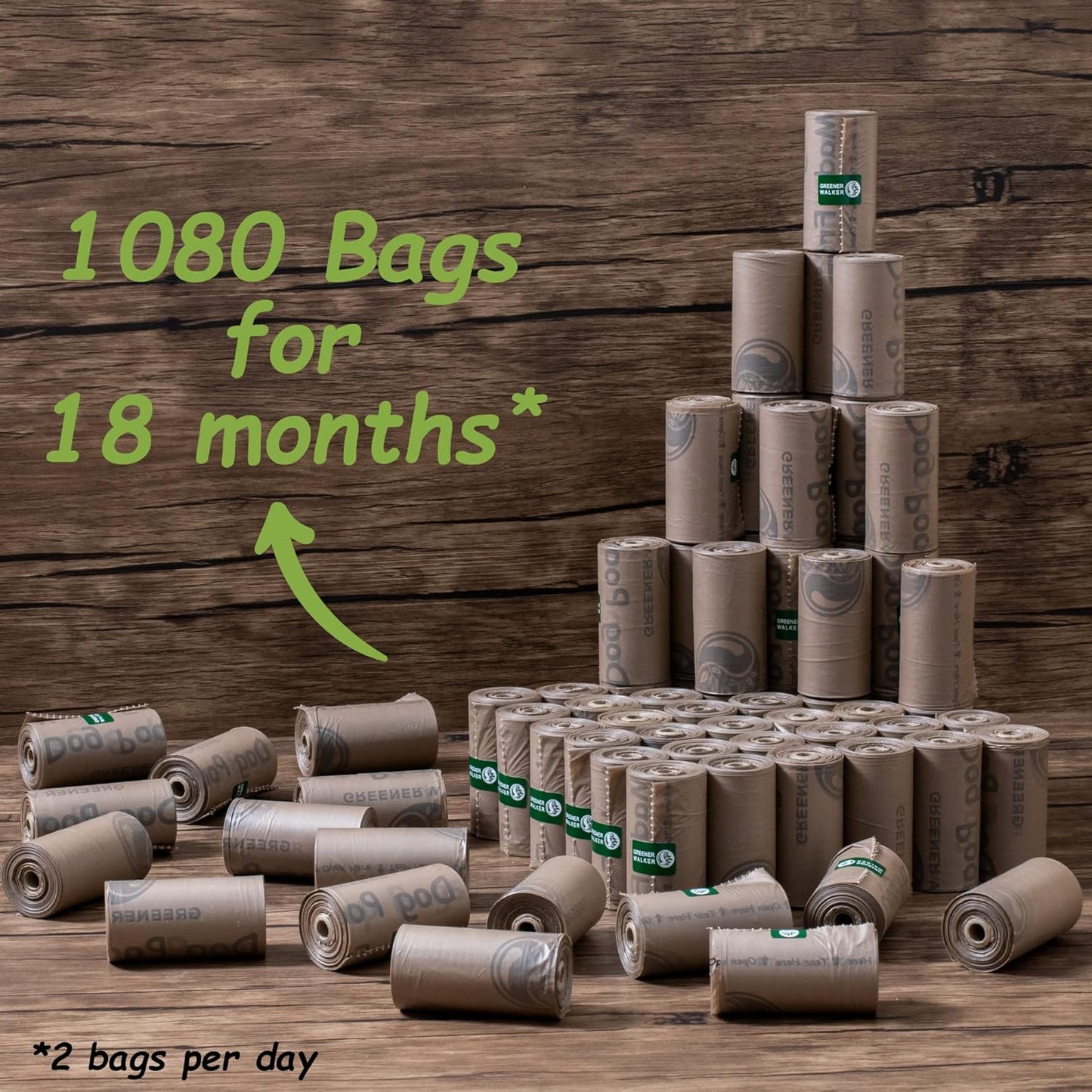 Poop Bags for Dog Waste, 1080 Doggy Waste Bags Extra Thick Strong 100% Leak-Proof (Brown)