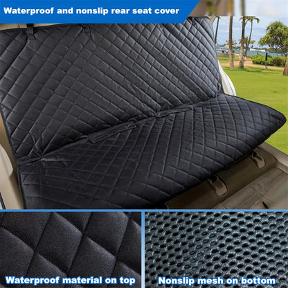 Bench Car Seat Cover Protector - Waterproof, Heavy-Duty and Nonslip Pet Car Seat Cover for Dogs with Universal Size Fits for Vehicles, Trucks & Suvs(Black)