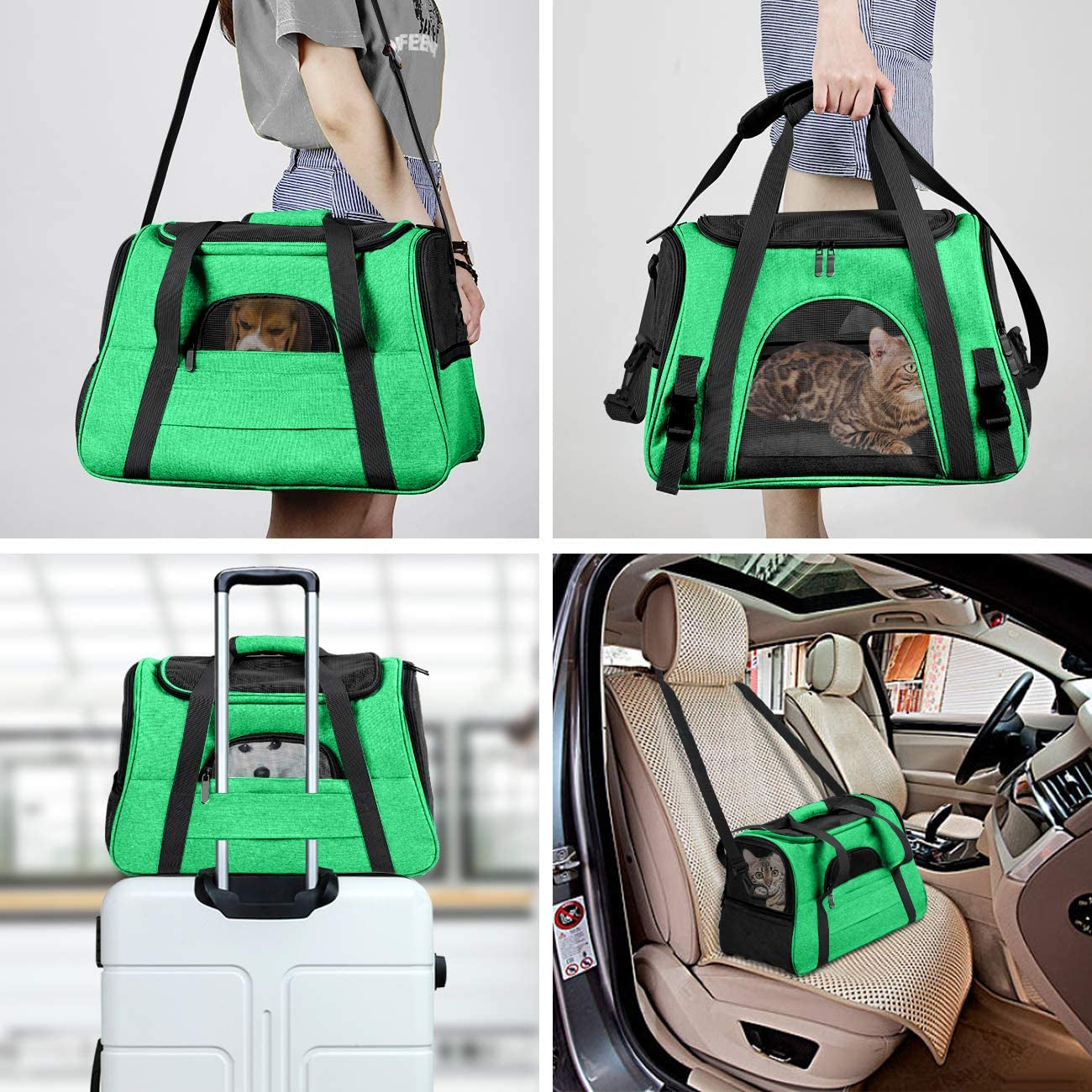 Cat Carrier Dog Carrier for Medium Dogs Dog Travel Crate Soft Slided Collapsible Pet Travel Carrier, Large (20.5" W X 13.5" H X 10" D)