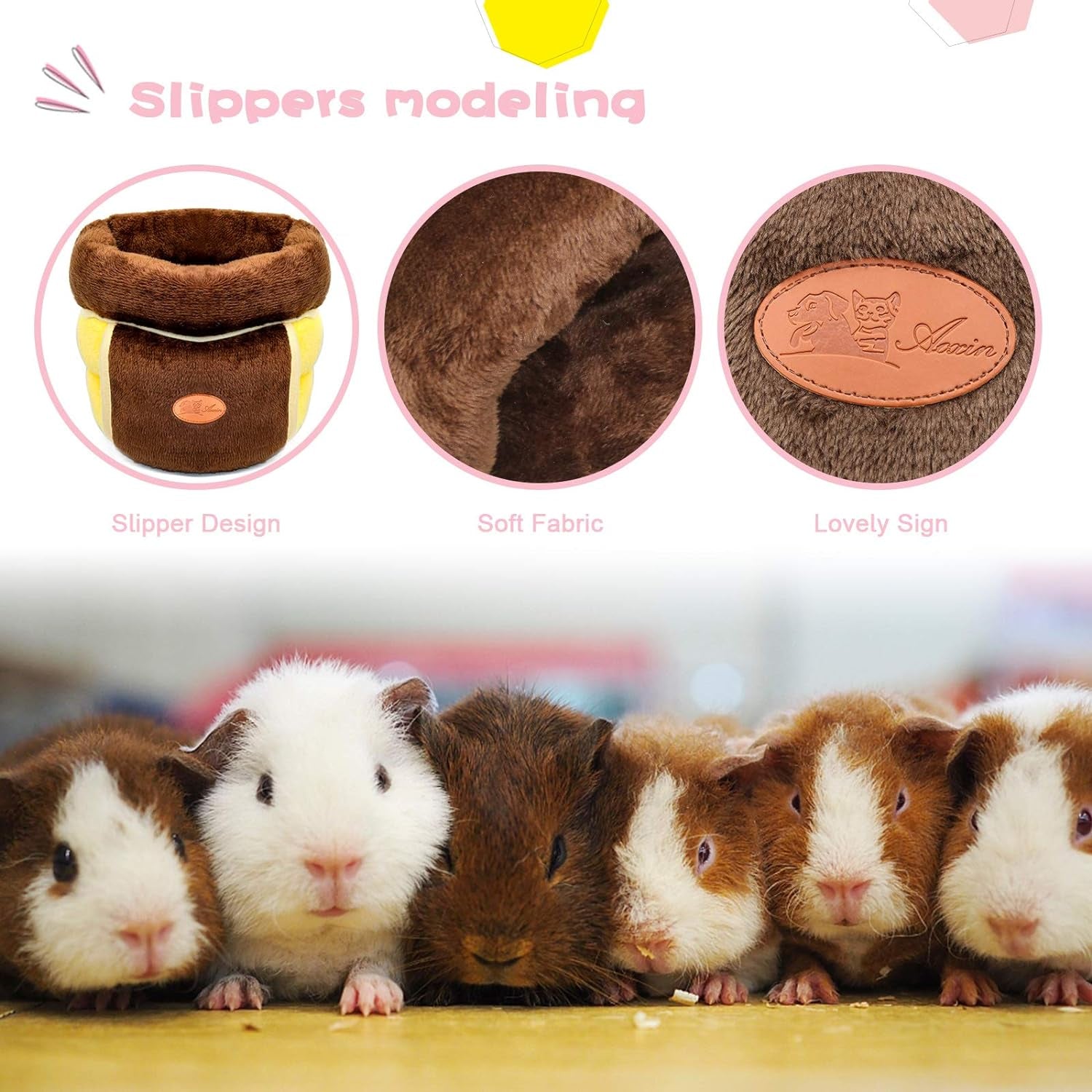 Guinea Pig Bed Cuddle Cave Warm Fleece Cozy House Bedding Sleeping Cushion Cage Nest for Small Animal Squirrel Chinchilla Hedgehog Cage Accessories Brown