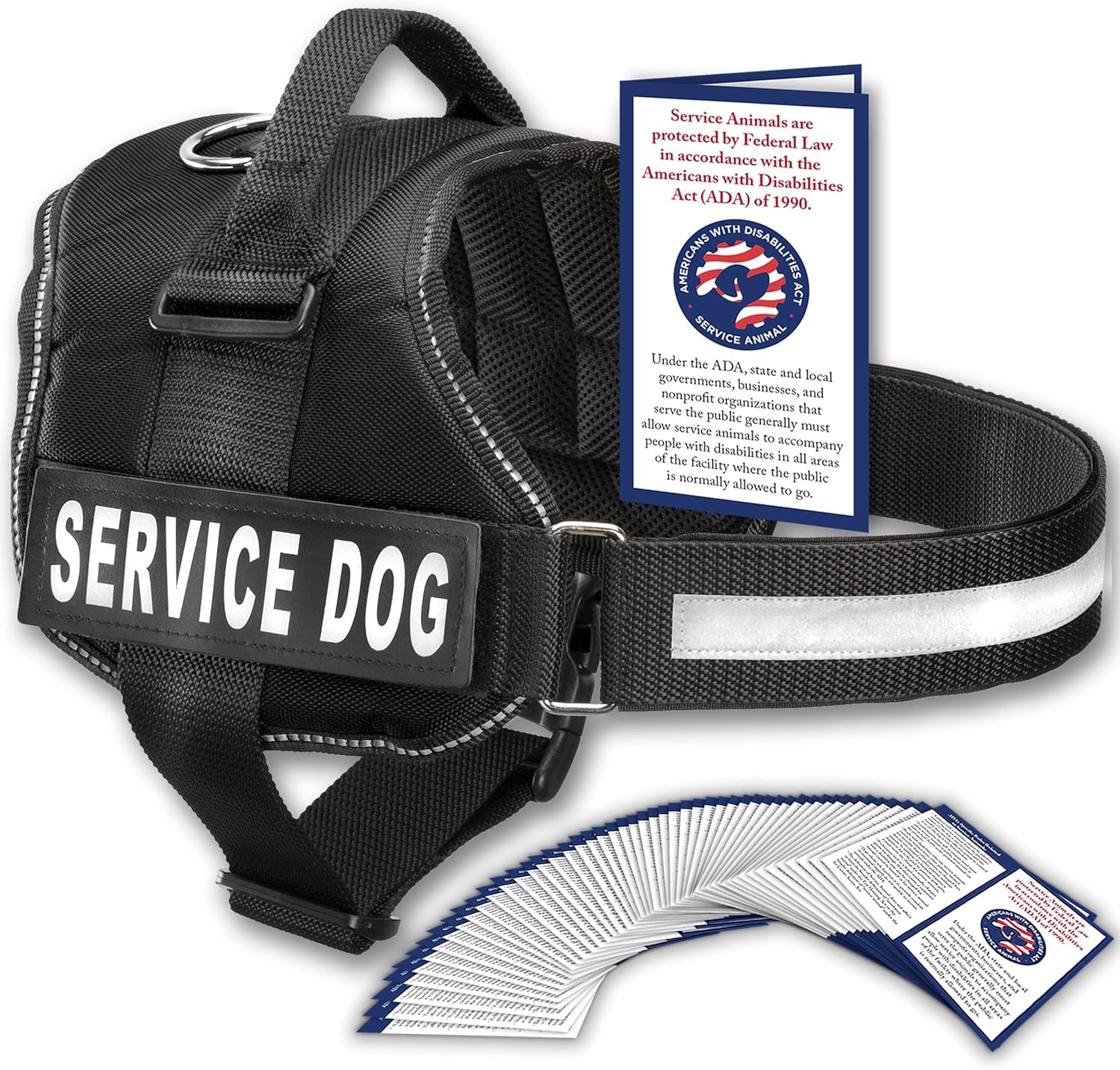 Service Dog Vest with Handle - No Pull Dog Harness for Large Dogs, ESA, and Working Dogs - Adjustable Fit, Reflective Straps, Removable Patches,Training Vest for Small to Large Breeds