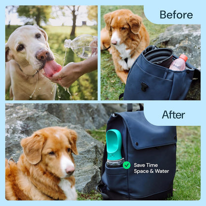 Lightweight Dog Travel Bottle - 19 Oz, Blue Portable Dog Water Dispenser with Bowl - Food Grade Plastic - Pet Water Bottle