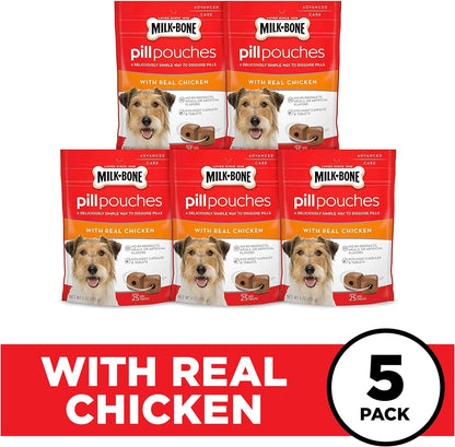 Pill Pouches with Real Chicken Dog Treats, 6 Ounce Bag (Pack of 5)