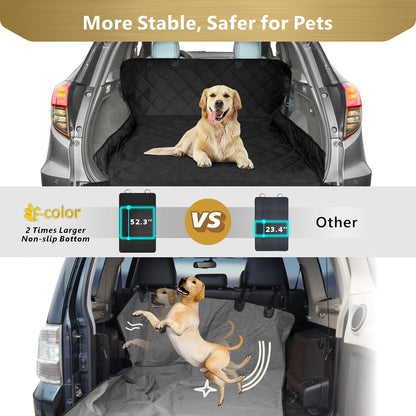 SUV Cargo Liner for Dogs, Water Resistant Pet Cover Dog Seat Mat Suvs Sedans Vans with Bumper Flap Protector, Non-Slip, Large Size Universal Fit, Black