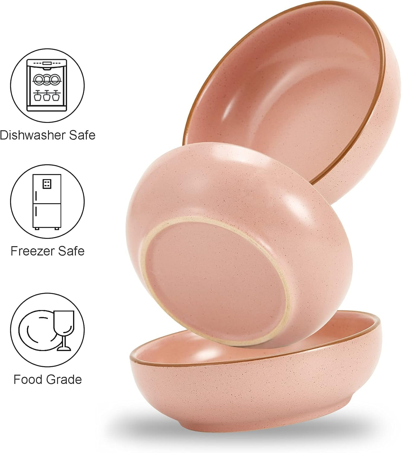 Ceramic Cat Bowls, Howise Pet Bowl Cat Dishes for Food and Water, 5.19 in Cat Food Bowl 3 Pack Pet Dishes for Cats Puppy, Matte Pink Finish