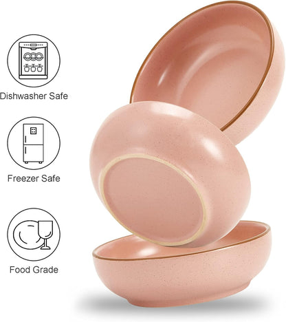 Ceramic Cat Bowls, Howise Pet Bowl Cat Dishes for Food and Water, 5.19 in Cat Food Bowl 3 Pack Pet Dishes for Cats Puppy, Matte Pink Finish