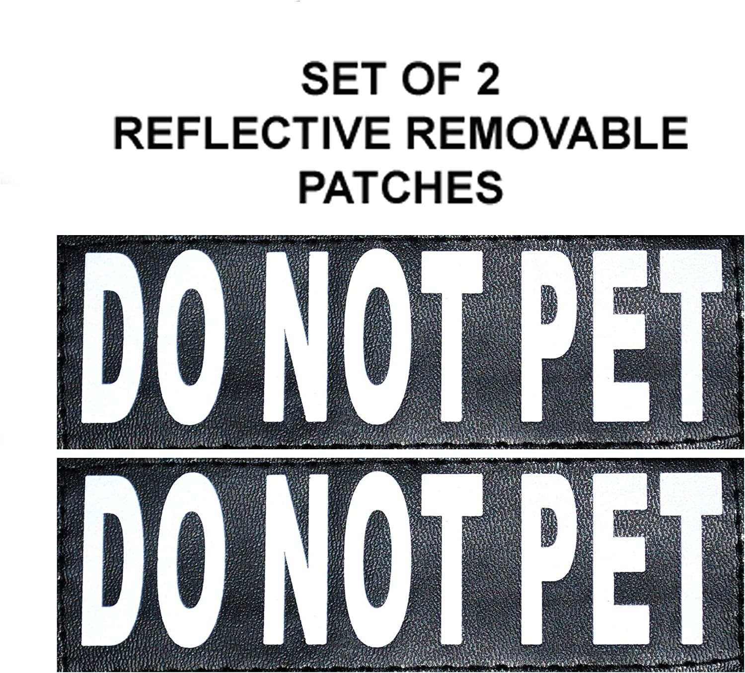 DO NOT PET Dog Vest Harness with Removable Patches and Reflective Trim. Comes with 2 DO NOT PET Reflective Removable Patches. Please Measure Dogs Girth before Purchase