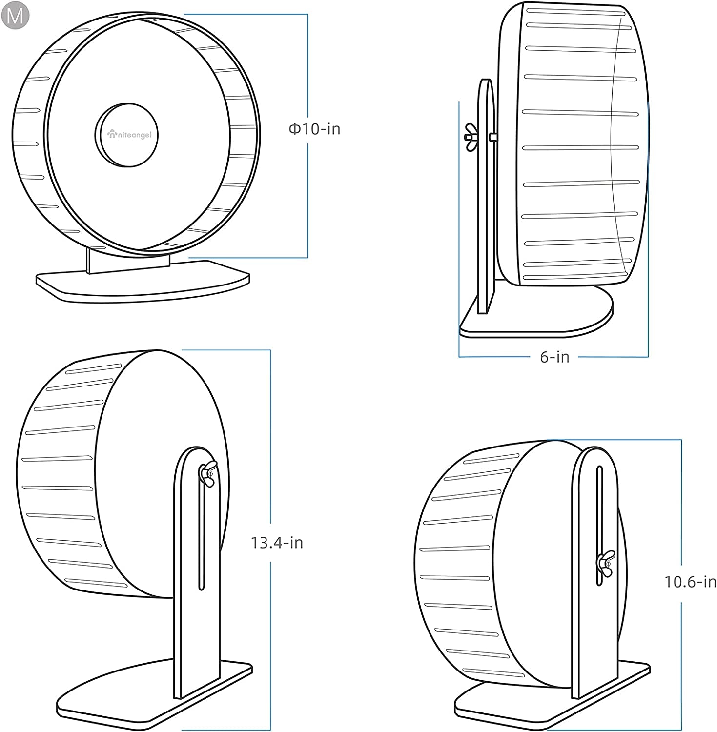 Super-Silent Hamster Exercise Wheels: - Quiet Spinner Hamster Running Wheels with Adjustable Stand for Hamsters Gerbils Mice or Other Small Animals (M, Dark Green)