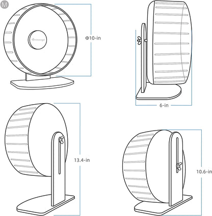 Super-Silent Hamster Exercise Wheels: - Quiet Spinner Hamster Running Wheels with Adjustable Stand for Hamsters Gerbils Mice or Other Small Animals (M, Dark Green)