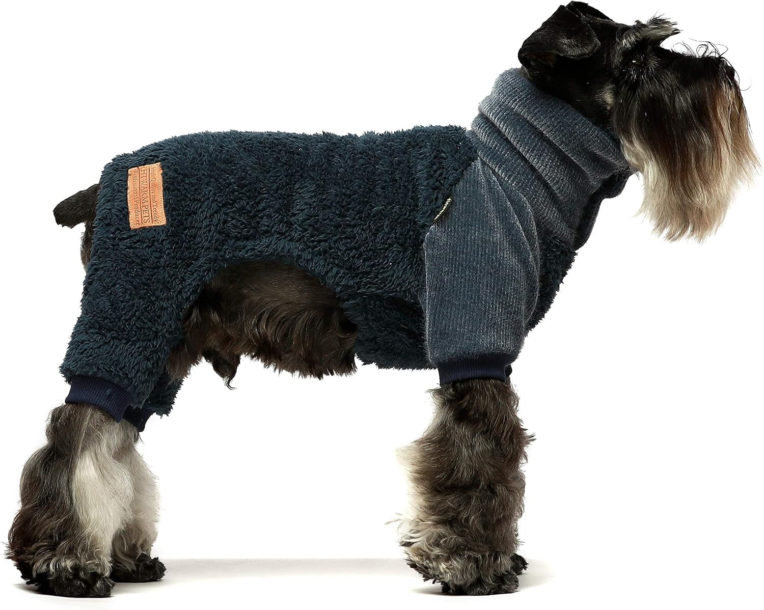 Fuzzy Thermal Turtleneck Dog Clothes Winter Outfits Pet Jumpsuits Cat Coats Velvet Blue Medium