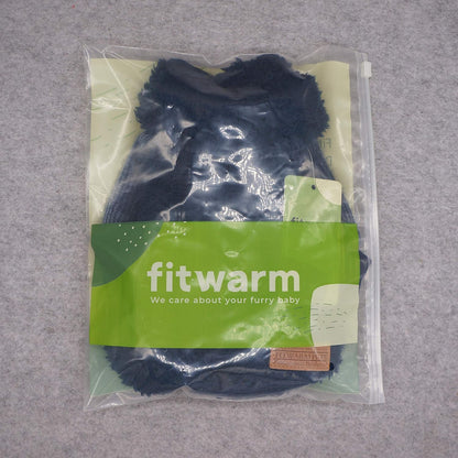 Fuzzy Thermal Turtleneck Dog Clothes Winter Outfits Pet Jumpsuits Cat Coats Velvet Blue Medium