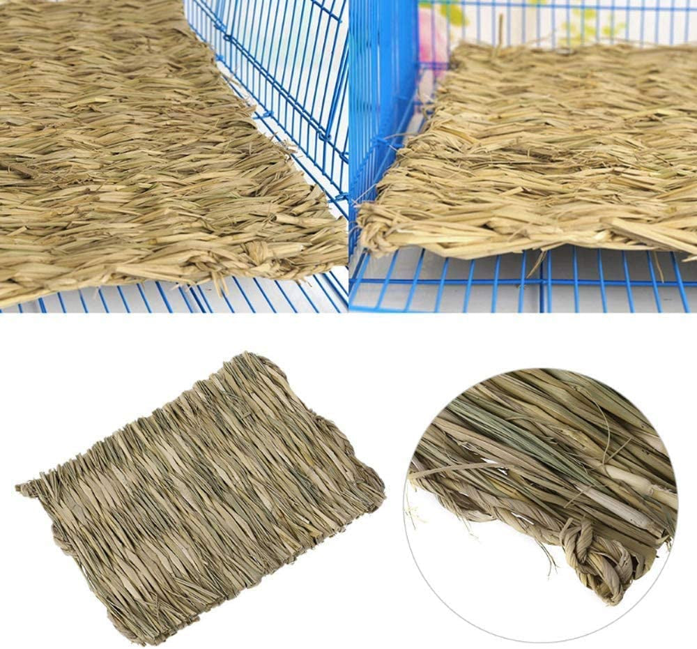 Grass Mat for Rabbit Bunny Chew Toys Woven Bed Mat for Guinea Pig Chinchilla Squirrel Hamster Cat Dog and Small Animal (12 PCS Grass Mat)