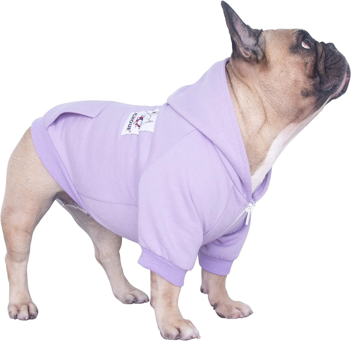 Pug Clothes Hoodies for Dogs Puppy French Bulldog Frenchie English Boston Terrier Bully Pitbull Sweatshirt Sweater Clothing Cold Weather Winter Coats - Light Purple/Small