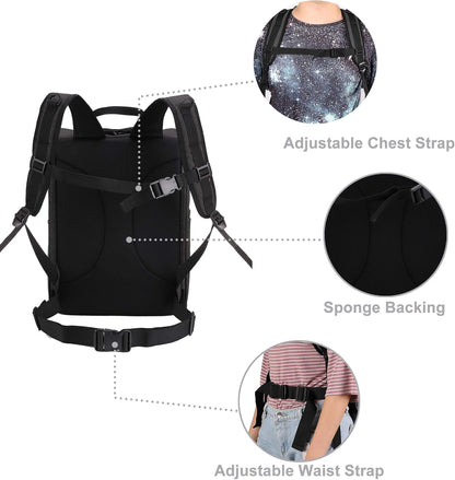 Pet Carrier Backpack for Large/Small Cats and Dogs, Puppies, Safety Features and Cushion Back Support for Travel, Hiking, Outdoor Use (Black)