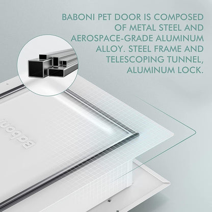 Pet Door for Wall, Steel Frame and Telescoping Tunnel, Aluminum Lock, Double Flap Dog Door and Cat Door, Strong and Durable (Pets up to 100 Lb) -Large