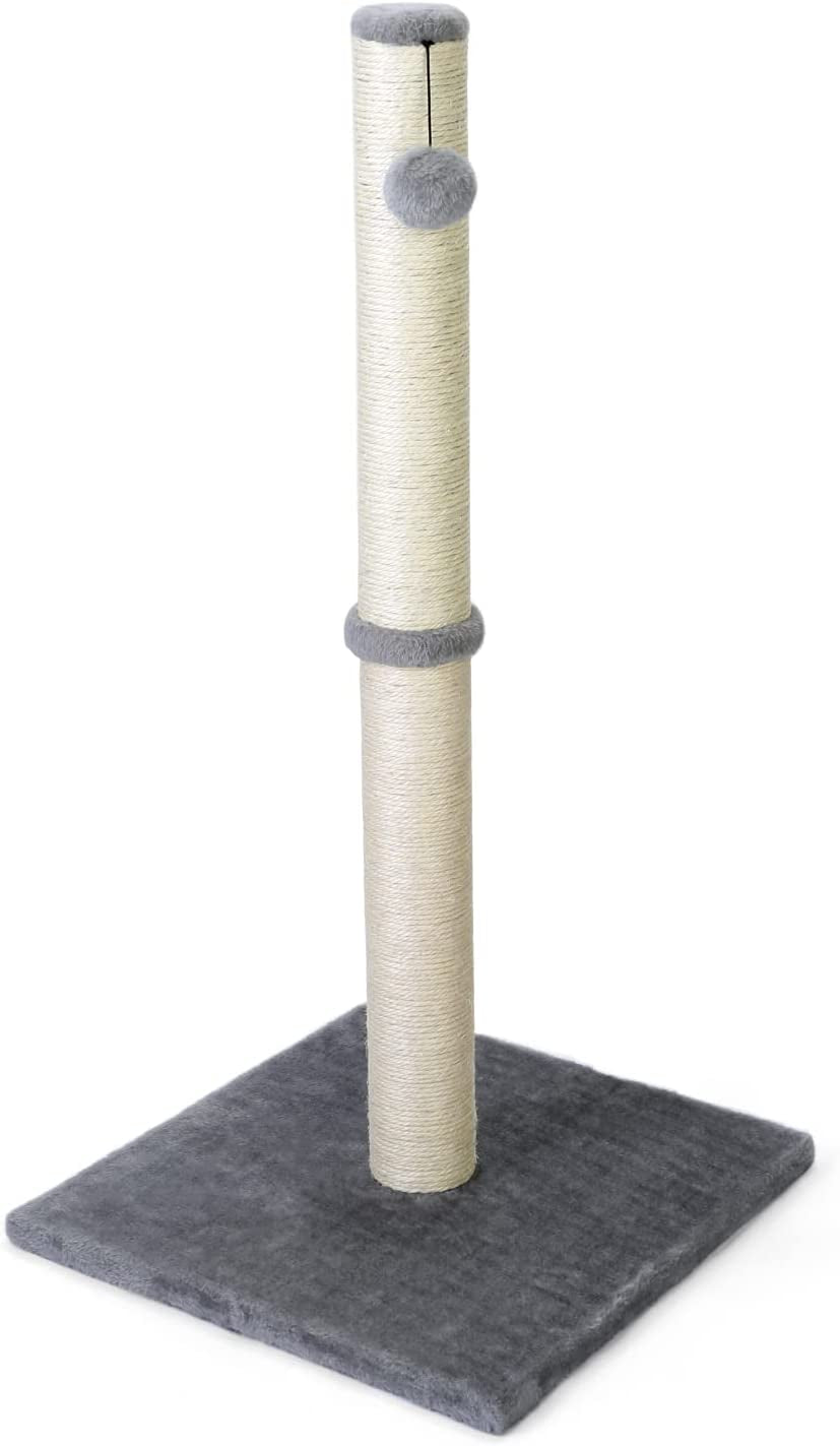 31'' Tall Cat Scratching Post - Cat Claw Scratcher with Hanging Ball - Scratching Posts for Indoor Large Cats - Durable Stable Cat Furniture with Sisal Rope - Cat Scratch Post-Grey