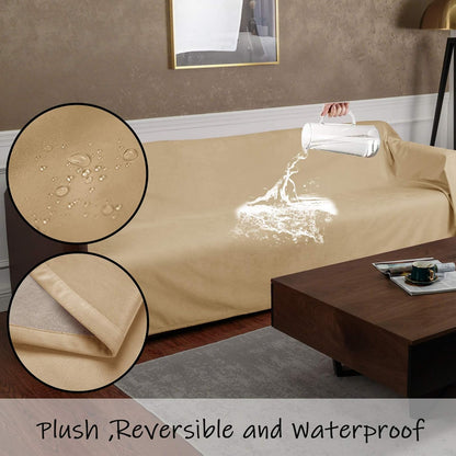 Pet Bed Blanket Reversible 100% Waterproof Velvet Super Soft for Sofa and Bed (40X60 Inches, Cream+Sand)