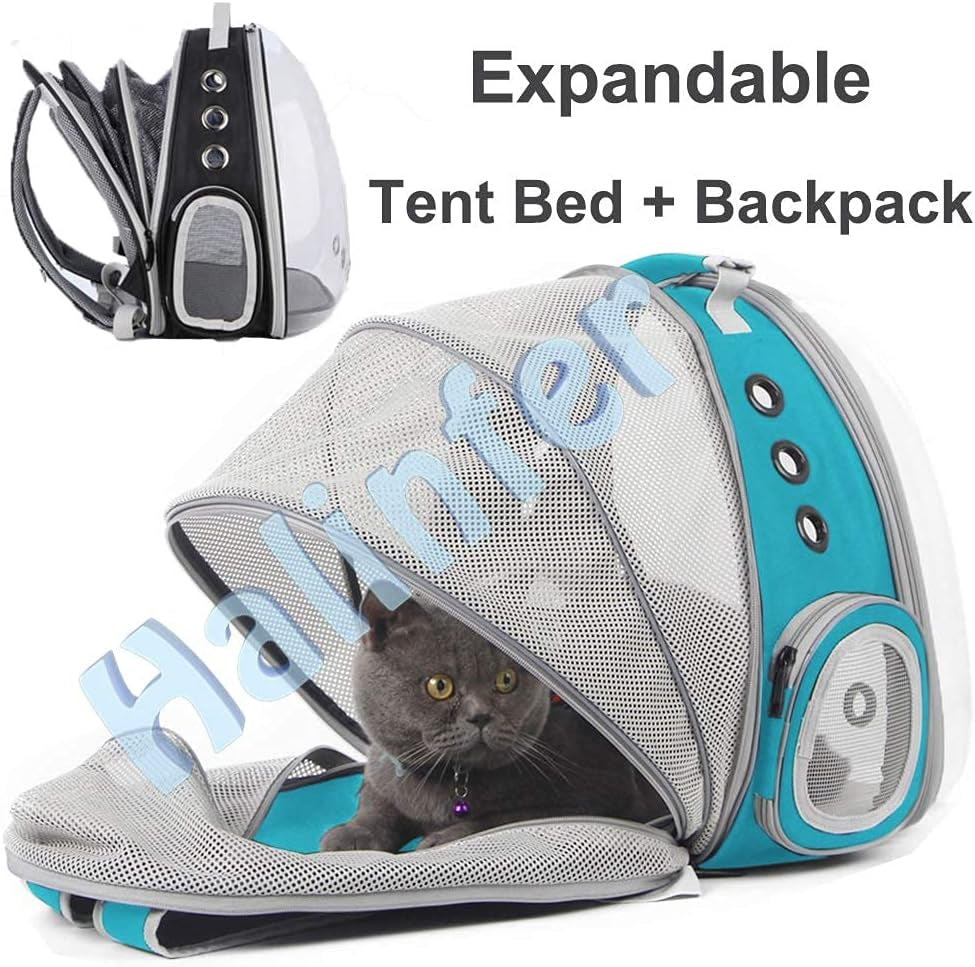 Back Expandable Cat Backpack Carrier, Fit up to 12 Lbs, Space Capsule Bubble Window Pet Carrier Backpack for Cat and Small Puppy