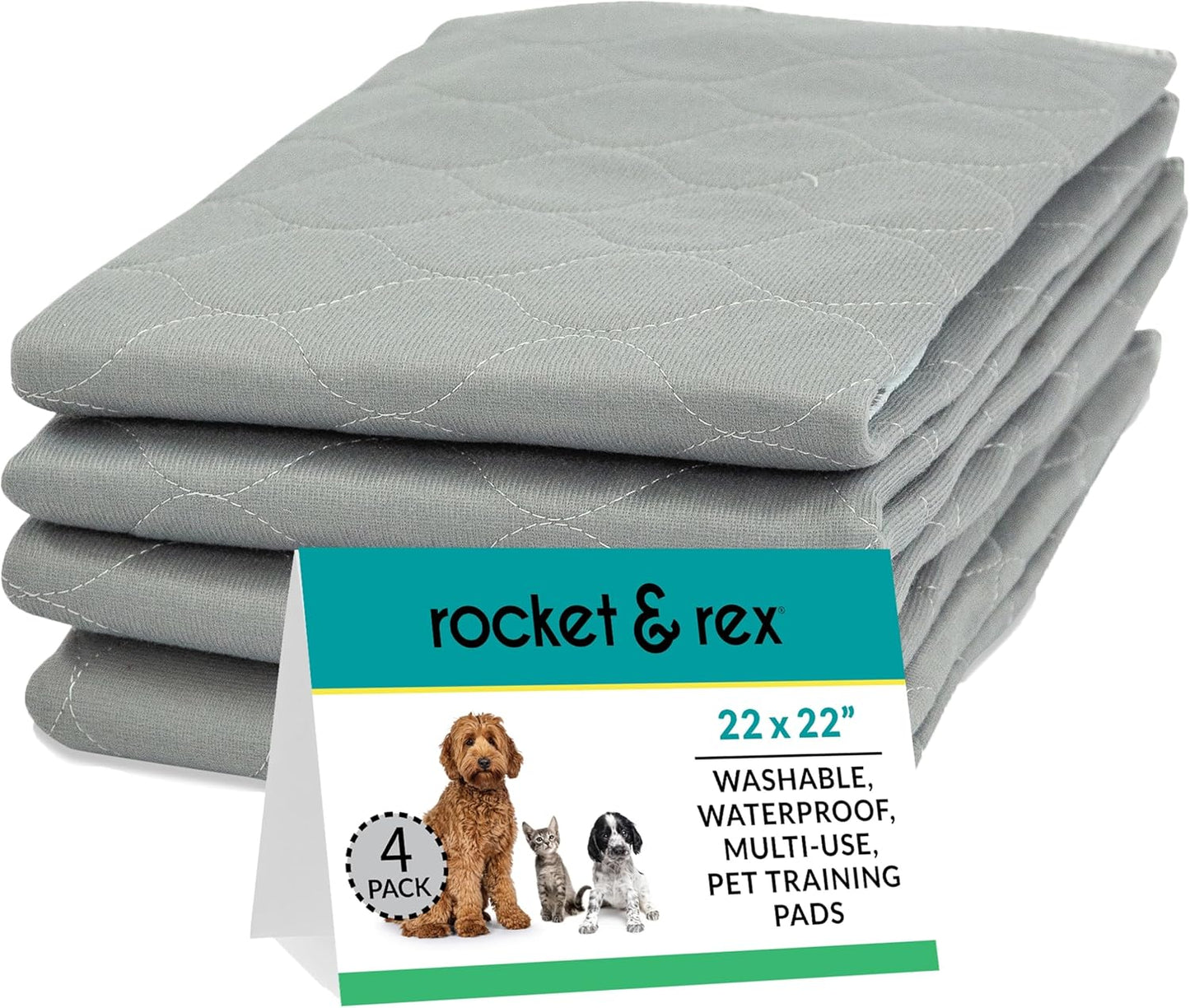 Washable Pee Pads for Dogs | Reusable Puppy Pads, Whelping Pads | Waterproof, Absorbent, Easy Cleanup | Many Uses in Home | Single Purchase, Reduces Waste (Medium (22 X 22"), 4)