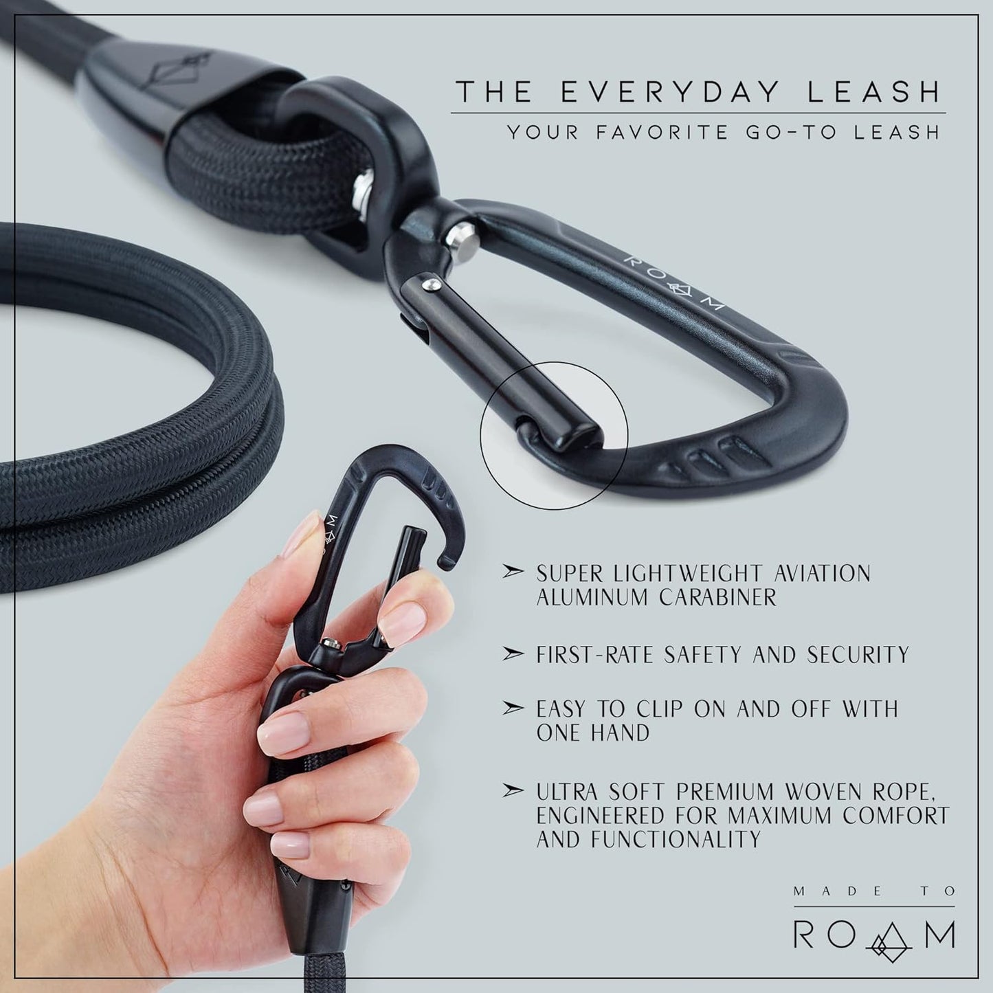 Premium Everyday Leash - Ultra Soft Dog Leash with Aviation Aluminum Carabiner for Small, Medium, Large Dogs - Colorado Nightsky, 6Ft (Rubber Coated Metal Clamps)