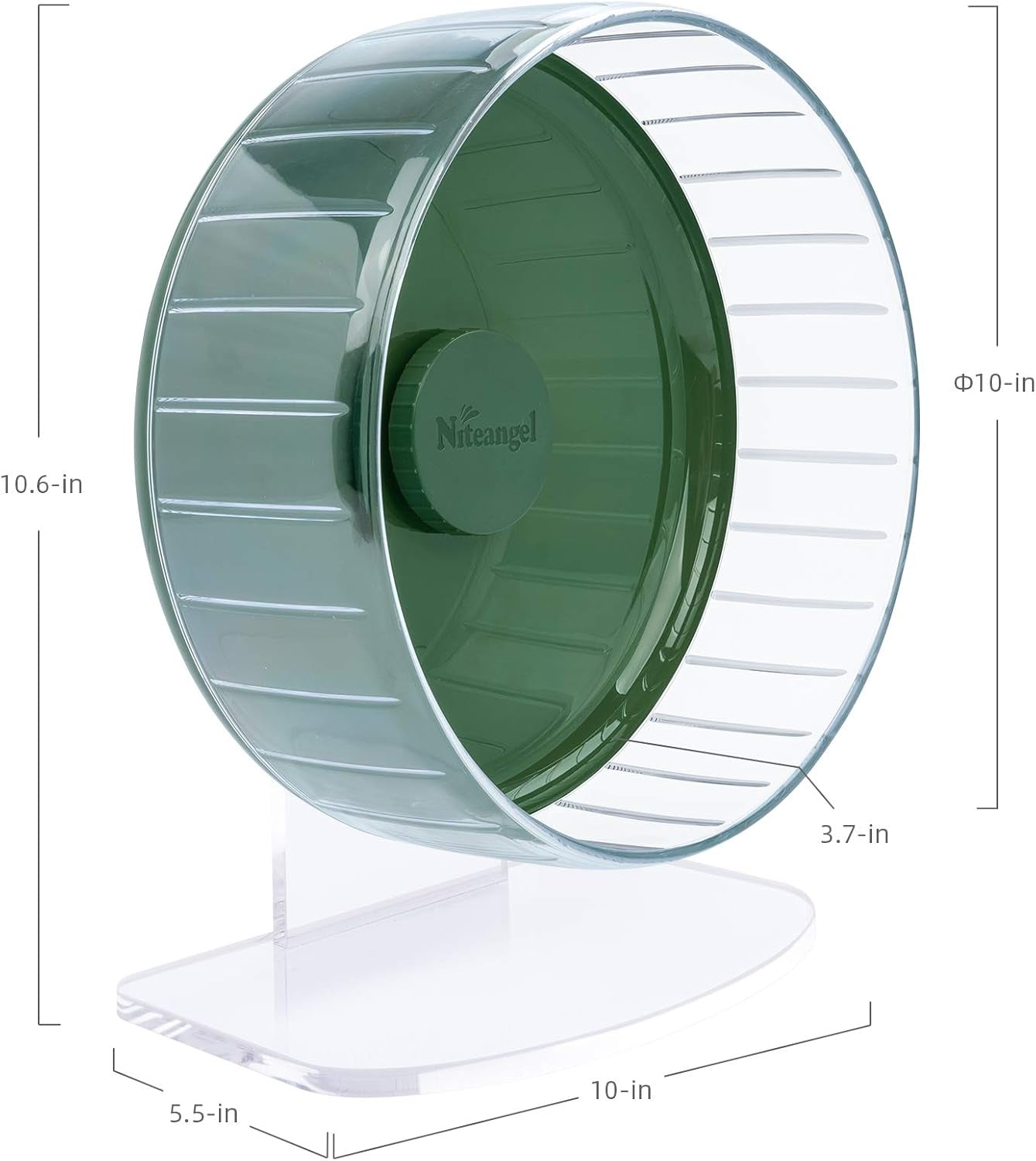 Super-Silent Hamster Exercise Wheels: - Quiet Spinner Hamster Running Wheels with Adjustable Stand for Hamsters Gerbils Mice or Other Small Animals (M, Dark Green)