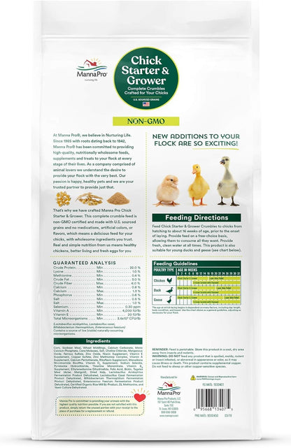 Chick Starter and Grower | Chick Crumbles | Non-Gmo | with Antioxidants and Probiotics | No Artificial Flavors or Medications | 10 LB