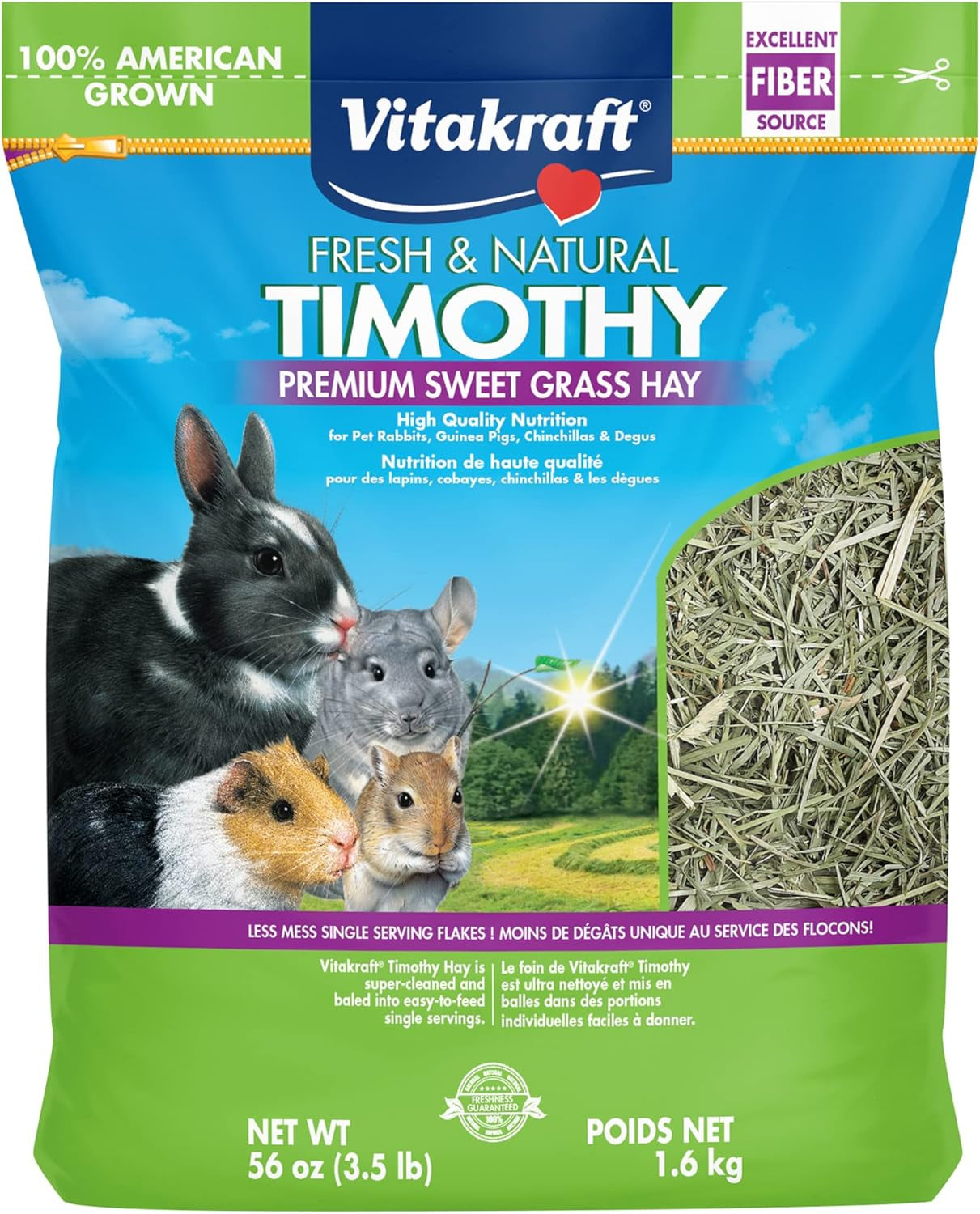 Small Animal Timothy Hay for Guinea Pigs, Rabbits, and Chinchillas - 3.5 Lbs