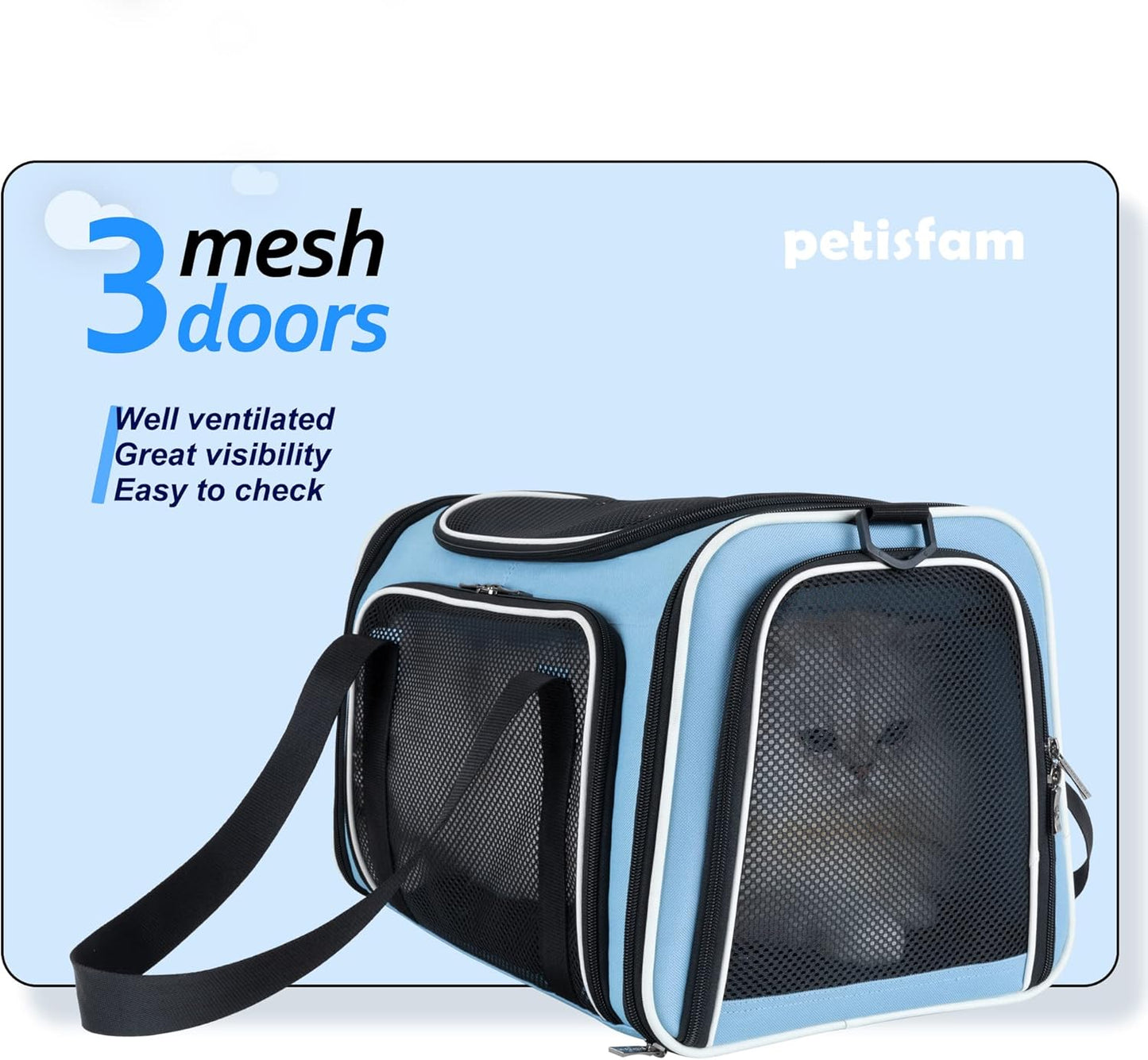 Pet Carrier Bag for Medium Cats and Puppy. TSA Airlined Approced. Easy Vet Visit, Airline Approved, Top Loading, Easy Storage