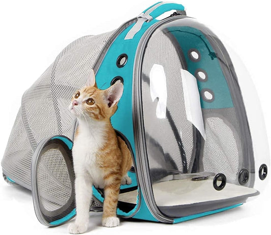 Back Expandable Cat Backpack Carrier, Fit up to 12 Lbs, Space Capsule Bubble Window Pet Carrier Backpack for Cat and Small Puppy