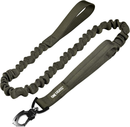 Tactical Dog Training Bungee Leash with 2 Control Handle Quick Release Nylon Leads Rope(Ranger Green)